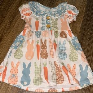 Twocan boutique Easter carrot and bunny dress size 18/24m EUC